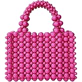 HIPIHOM Pearl Bag, Acrylic Beaded Handmade Women’s Bag, Pearl Clutch Purse Handheld Small Square Handbag for Women Party