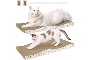 ANGETRA Cat Scratching Board, Large Wide Corrugate Cat Scratcher with Catnip, Premium Scratch, Double-Sided Design, Cat Scratch Pad for Indoor Cats and Kitten,Furniture Protectors from Cat Scratching (2-PACK)