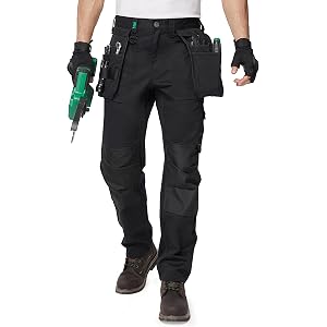 SK Men's Work Pants with Holster Pockets, Double Knee Utility Painter Pants | Reinforced Holster Pouches, Built-in Knee Pad P