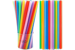 Tomnk 200 Pack Smoothie Straws, 10.3 Inches Straws Disposable, Drinking Straws Disposable in Assorted Bright Colors
