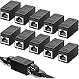 OLCANA 10 Pack RJ45 Ethernet Coupler RJ45 Ethernet Cable Connector in Line Female to Female Extender 10Gbps Coupler for Cat7 