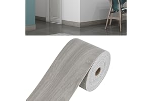 CRYSTALBERRY 5M PVC Waterproof Border Wall Decor, Peel and Stick Bathroom Mirror Frame Border Sticker, Self Adhesive Wall Border Covering for Bedroom Living Room Kitchen Bathroom (Gray Wood Grain, 5M)