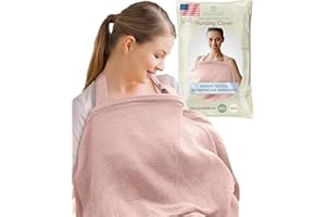 Kiddycare Nursing Cover, Muslin Cotton Privacy Nursing Covers, Gentle on Baby's Skin, Discreet Breastfeeding Covers for Nursing Moms, Breathable Nursing Cover Up for Breastfeeding Essentials (Rose)