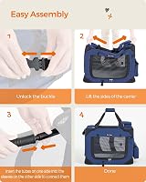 Feandrea Foldable Pet Carrier Bag Large Dog Cat Travel Crate Dark Blue 60x42x42 view 7
