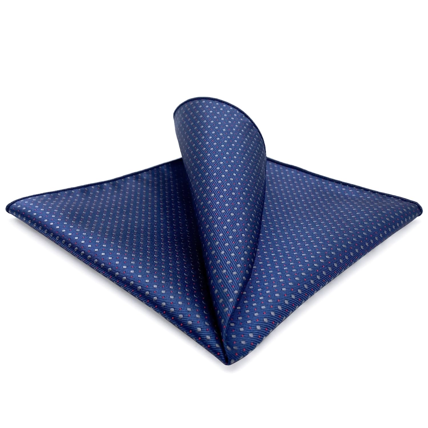 Shlax&Wing Navy Dots Pocket Square Silk Business Handkerchief New, L, Blue