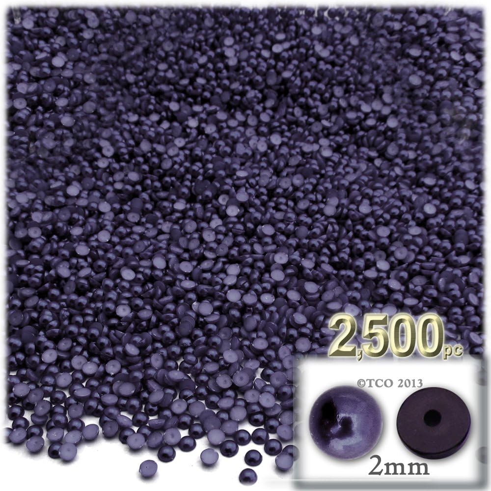2,500pc Pearl Finish Half Dome Beads, Round, 2mm, Blueberry Purple