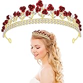 Flower Tiara Headband for Women, Wedding Bride Rose Thorn Headband for Prom, Pageant, Birthday, Party, and Halloween