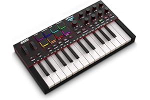Akai Professional MPK Mini IV USB-C MIDI Keyboard Controller for Beginners and Producers - MPC Drum Pads, 360° Knobs, Pitch and Mod Wheels, Production Software, Native Instruments Sound Package, Black