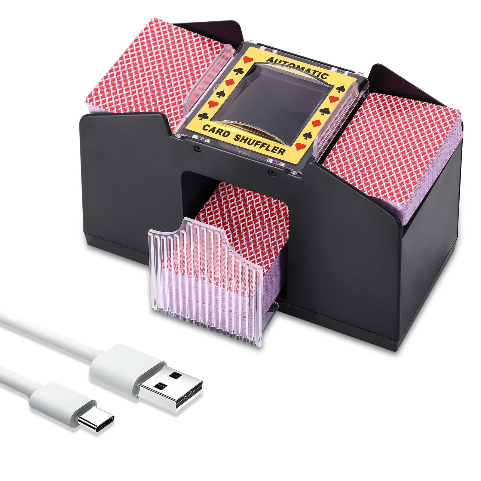 ZONJIE Automatic Card Shuffler Machine 4 Deck, Electronic Casino Poker Card Shuffling, USB/Battery Operated -1-4 Deck Card Shuffle Sorter, Cards Playing Tool Accessories