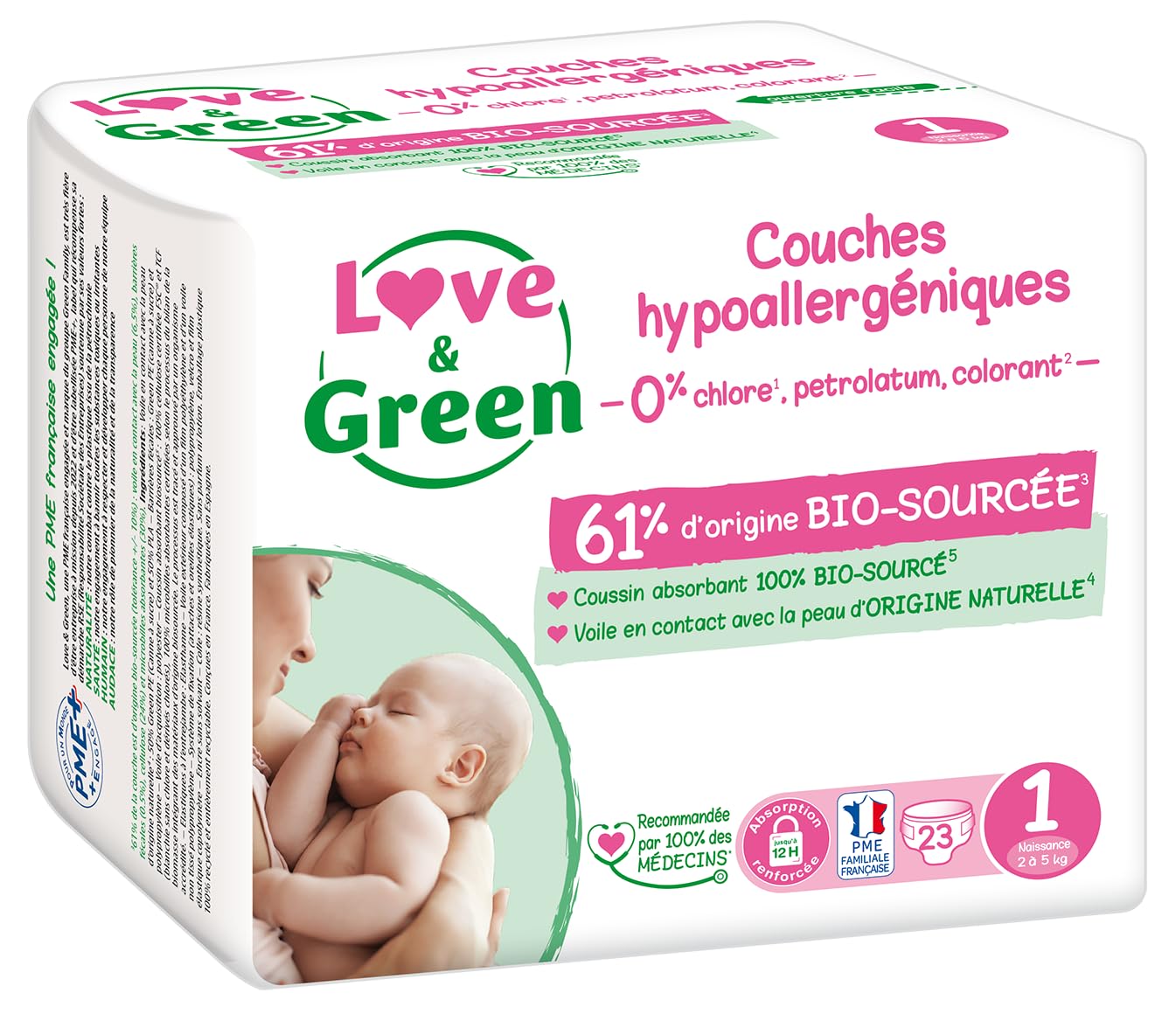 Love & Green Case Nappy, 1 Pack of 23 Nappies