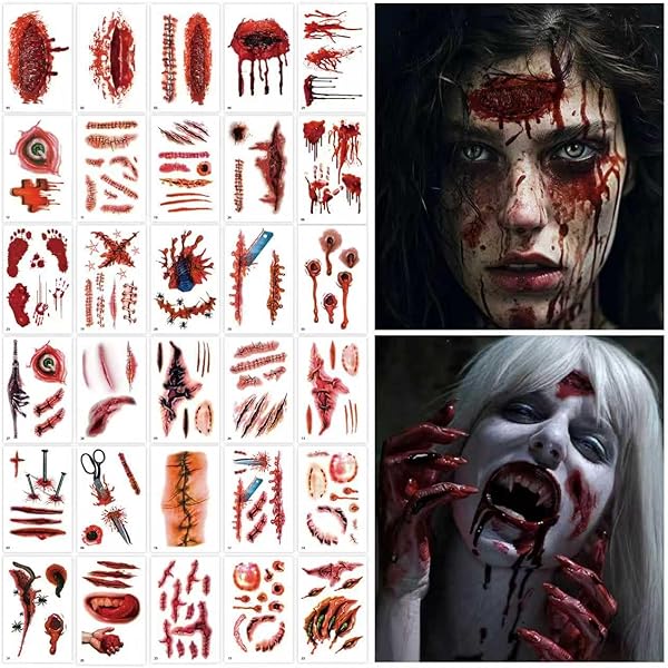 Flash Once Temporary Glue Tattoo - Halloween Scar & Wound Effect With Fake Blood