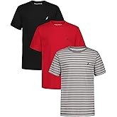 Nautica Boys' Short Sleeve Solid Crew Neck T-Shirt Multipack, Soft, Comfortable, Relaxed Fit