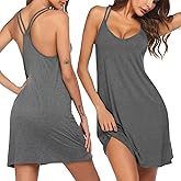 Ekouaer Women's V Neck Sleeveless Nightgown