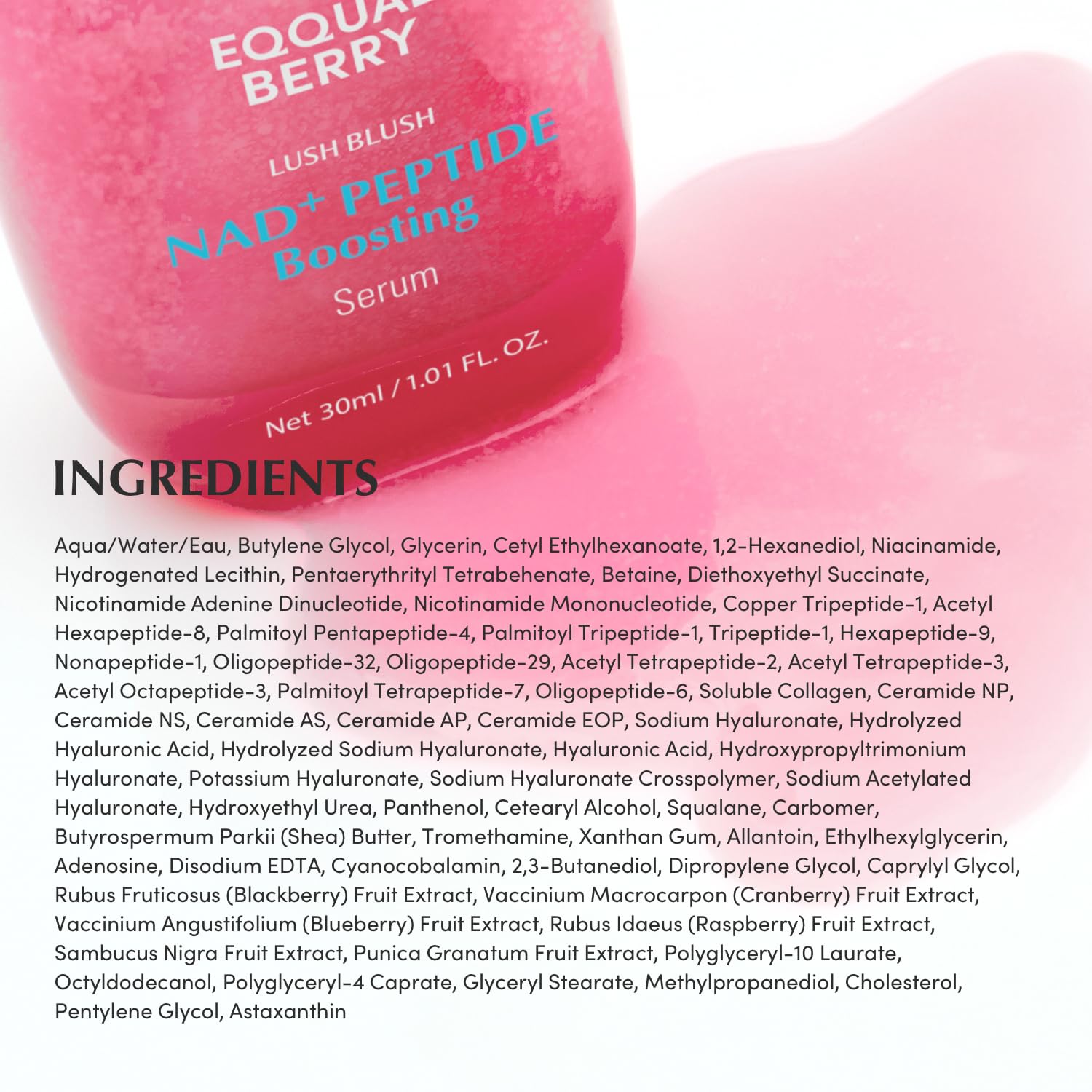 EQQUALBERRY NAD+ Peptide Boosting Smoothie Serum – Anti-Aging Korean Skin Care | Stocking Stuffer for Mom | Firming Serum with 5 Ceramides & Vegan Collagen for Wrinkles & Radiant Glow(1.01oz/30ml)