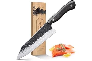 Purple Dragon Santoku Knife from Japan- Hand Forged Chef Knife for Meat Cutting - Ideal Kitchen Knife Made from a Single Piec