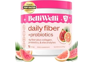 BELLI WELLI BelliWelli Daily Fiber Supplement Powder with Collagen, Probiotics & Electrolytes | Supports Digestive Health, Gut Balance & Debloating | Tropical Breeze | 16 Servings