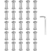 PATIKIL 20-Pack M4 X 4mm Hex Chicago Screws – 304 Stainless Steel Binding Posts With Hex Wrench For Leather, Albums, Furniture Repair