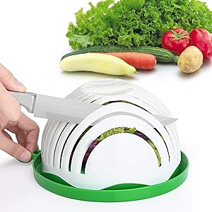Salad Cutter Bowl Family Size Upgraded Salad Maker, Fast Fruit Vegetable Salad Chopper Bowl, Fresh Salad Slicer Dishwasher Safe BPA-Free