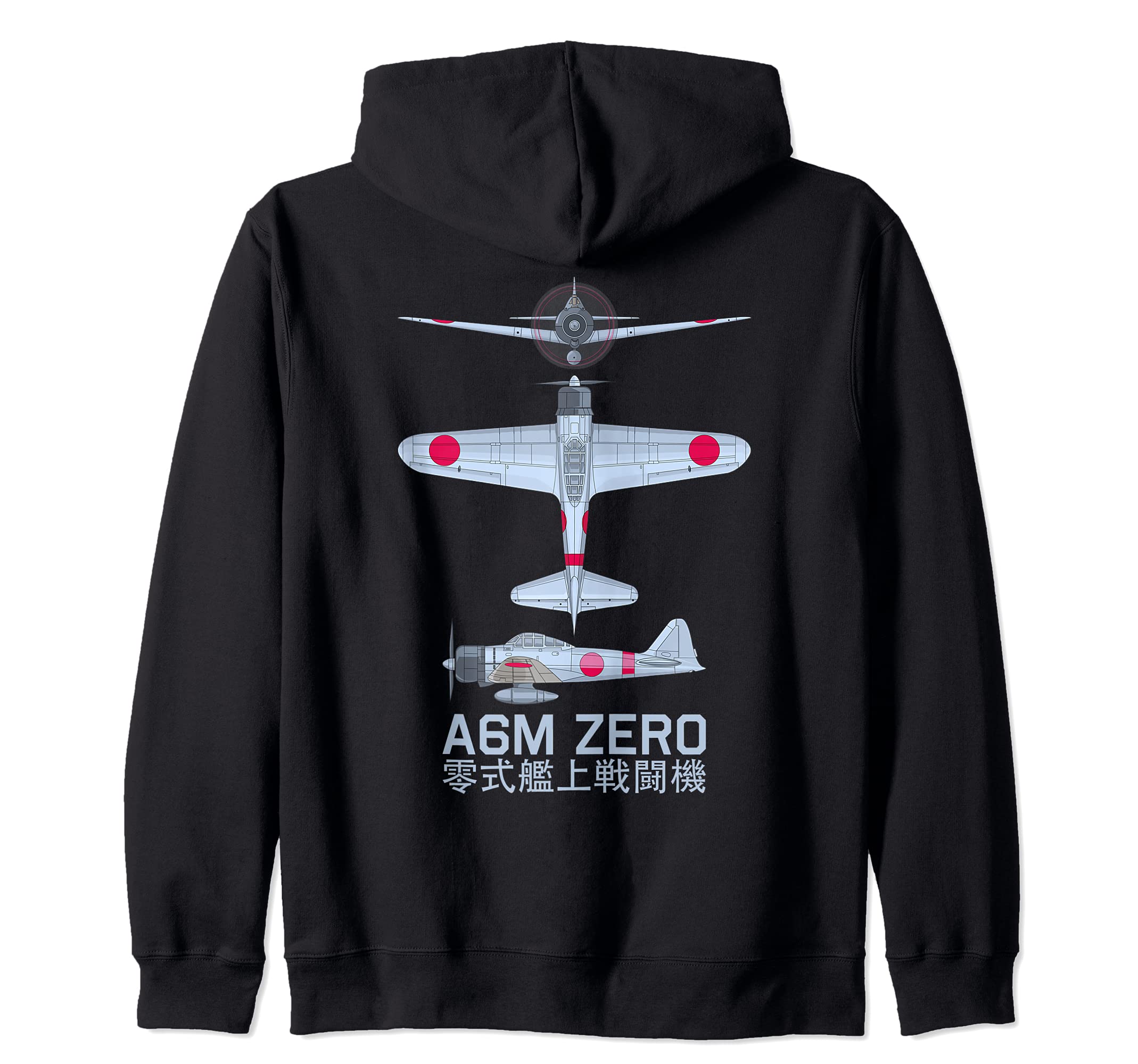 A6M Zero WW2 Japanese Fighter Plane Diagram Zip Hoodie