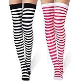 SATINIOR Mardi Gras Women Thigh High Socks Mardi Gras Striped Long Stockings Women over Knee High Socks Gifts
