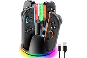Switch 2 Charging Dock, Switch 2 Charger for Nintendo Joycon 2 Accessories, 2.5h Fast Charging Station with RGB Lights, NS2 J