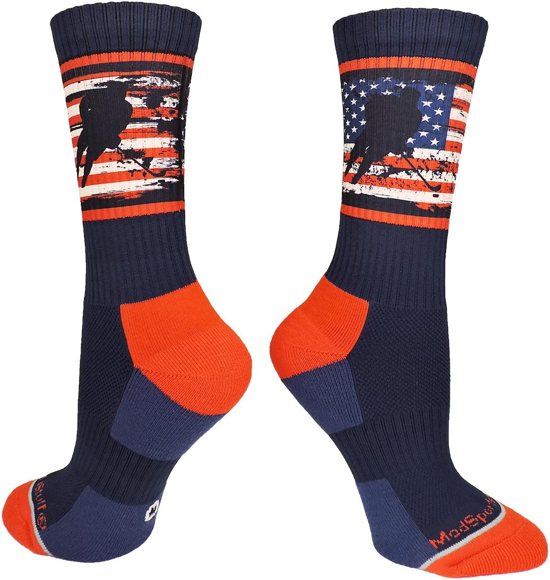 MadSportsStuff USA Hockey Socks Crew Length for Boys or Men, Hockey Gift : Clothing