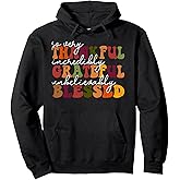 Thankful Grateful Blessed Cute Thanksgiving Christian Women Pullover Hoodie