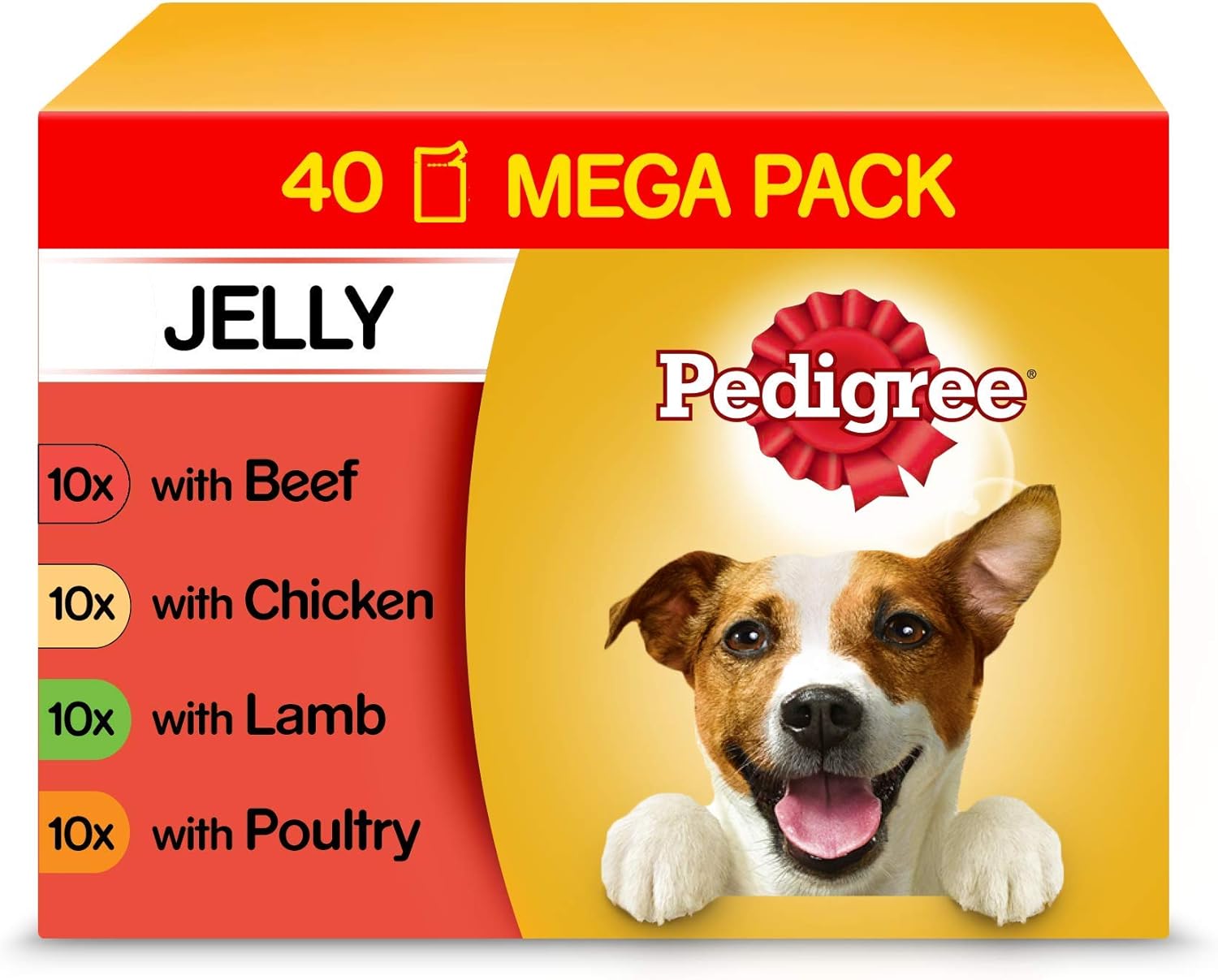 Pedigree Adult Dog Wet Food in Pouch, Mixed Selection in Jelly, 40x100g, 4 kg (Pack of 1)