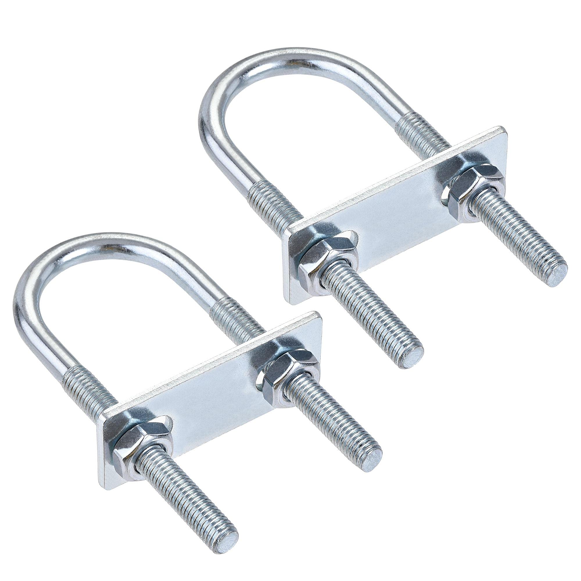 sourcing map Round U-Bolts 2 Sets 1.34"(34mm) Inner Width 100mm Length Steel M8 with Nut, Plate