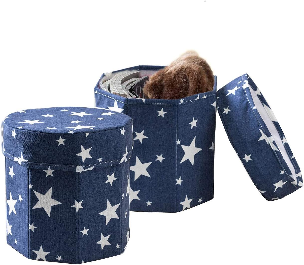 Best long storage ottoman blue