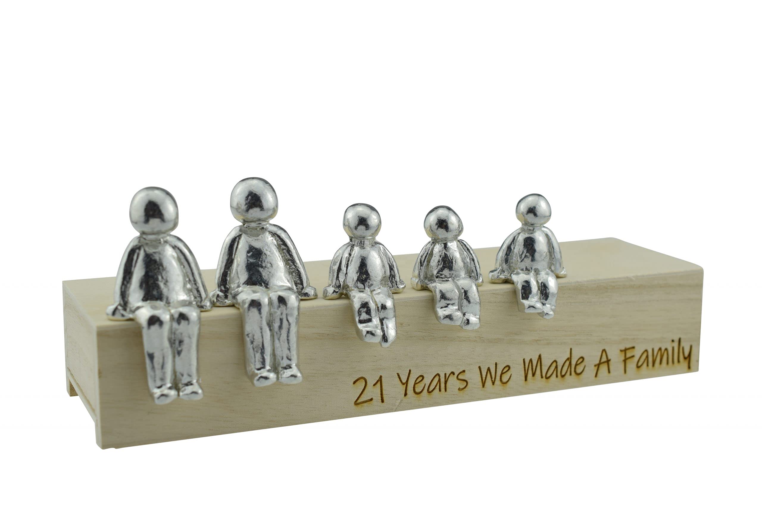 Pirantin 21st Anniversary Idea - 21 Years We Made A Family Metal Ornament - Choose Your Family Combination Box & Woodgrain May Vary(3 Children)
