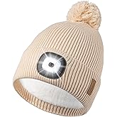 Etsfmoa Winter Hat with Light for Women,Fleece Lined Beanie Warm Knit Hat, Type-c Rechargeable LED Cap