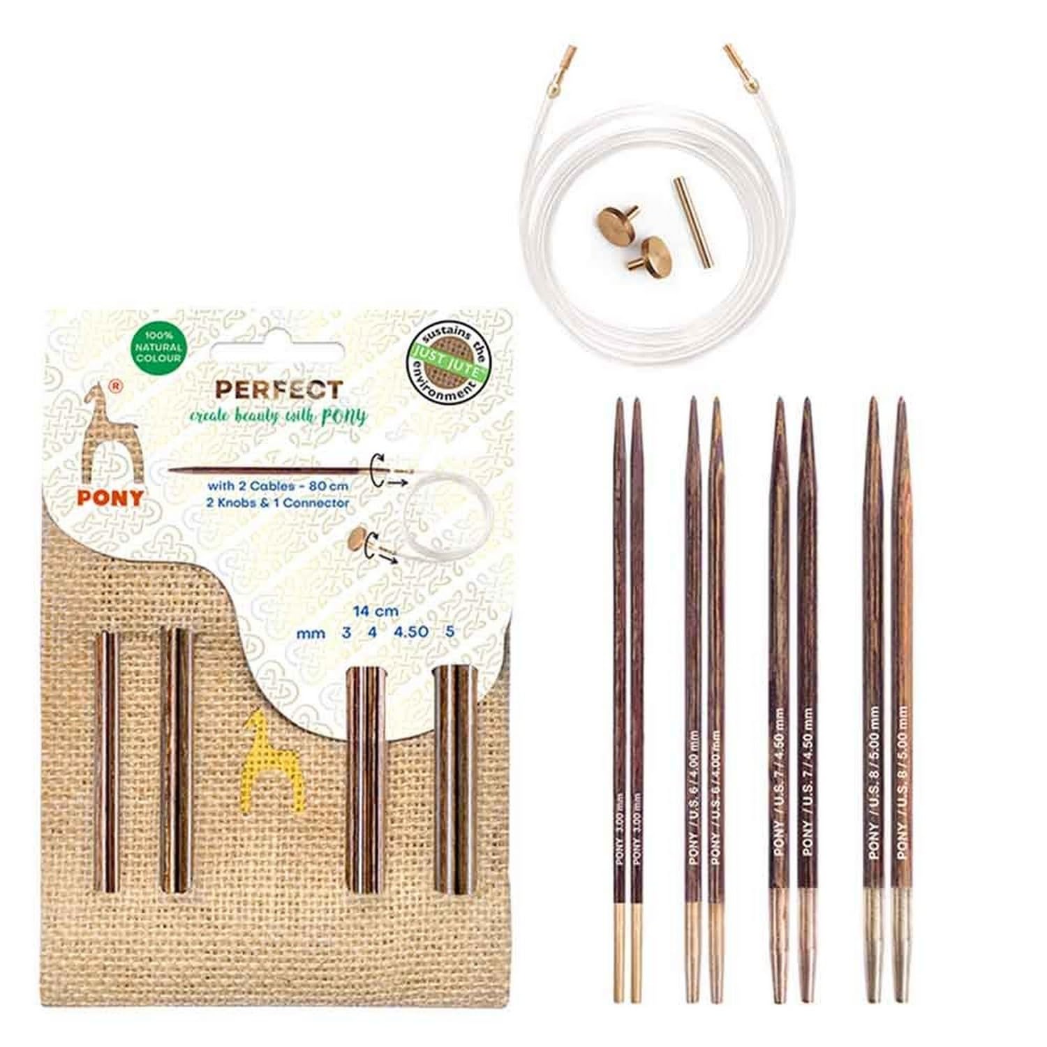 Pony Perfect Interchangeable Knitting Tips Set Just Jute 14cm 1pc