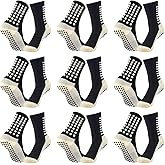 Adboros 9 Pairs Mens Soccer Socks With Grips Pads Non Slip Football Basketball Sports Training Cushioned Athletic Socks Youth