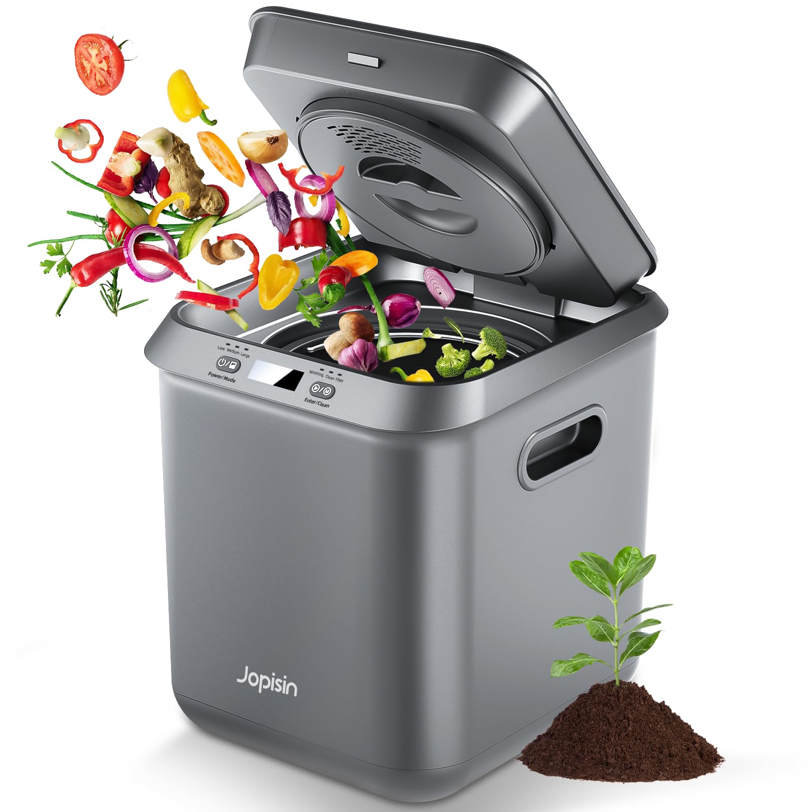 Photo 1 of Electric Kitchen Composter for Indoor: 2.5L Large Capacity Odorless Smart Compost Bin with Detachable Carbon Filter, Updated Grinding Blade Turn Waste into Pre-Compost for Plants More Effectively
