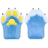 BNLIDES Cosplay Fursuit Paw Gloves Furry Claw Gloves Built-in Whistle Decompression Toys Costume Party Accessories for Adult