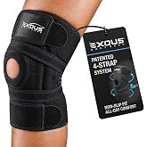 Knee Brace for Men &amp; Women with Patented 4-Way Adjustable Support | Wraparound knee support, dual side stabilizers for patella, Meniscus, ACL and MCL stability during activity