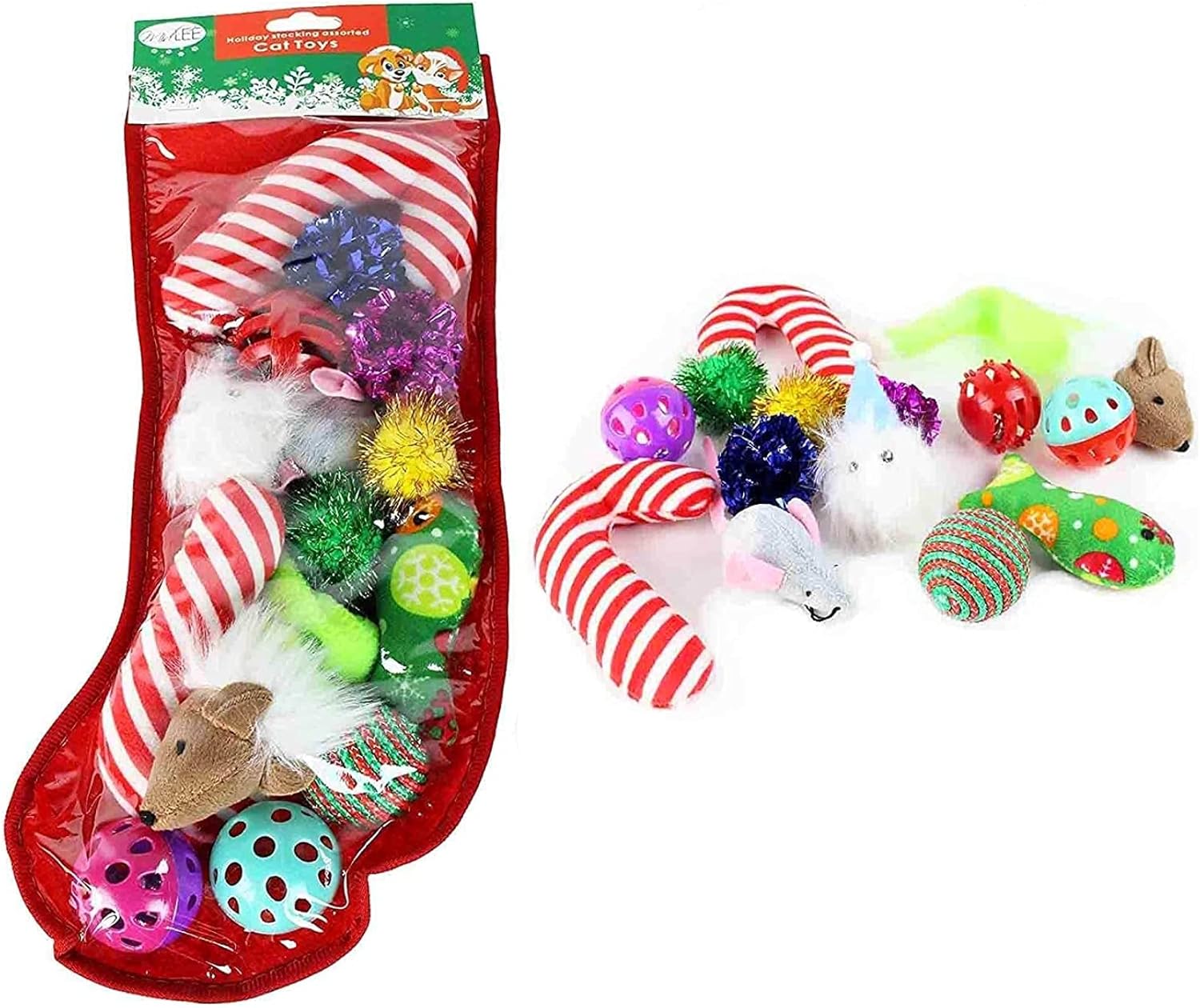 Midlee Christmas Stocking Cat Toy Gift 