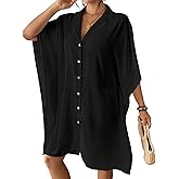 Bsubseach Swimsuit Coverup for Women Lapel Collar Bathing Suit Cover Up for Swimwear Button Down Beach Shirt Dresses