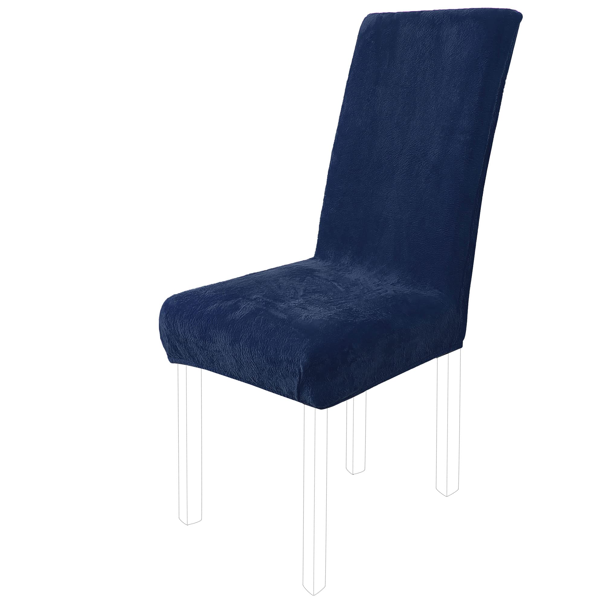 sourcing map Plush Dining Chair Cover,Parson Chair Slipcover Stretch Spandex Velvet Bar Stool Cover Protector Seat Cover Home Decor for Dining Room/Party/Kitchen/Wedding Navy Blue