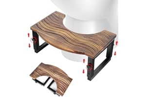 Toilet Stool Foldable,7,8,9 in Adjustable Height,Acacia Wood Poop Stool for Potty Training,Squat Potty for Adults,Squatting P