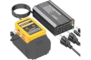 KOEZEOI 300W Power Inverter Compatible with Dewalt 20V Battery, DC 20V to AC 110V Portable Power Station Generator with 2 AC Outlets & 1 Type-C PD 65W & 1 Type-C PD 20W & 2 USB A 18W Max for Emergency Power