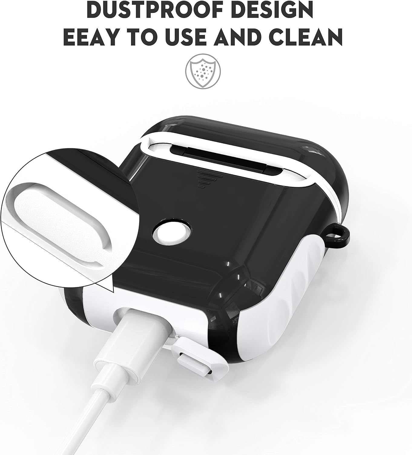 ORETECH AirPods Case Compatible With 1 and 2 - Protective 2 in 1 Shockproof Anti-Scratch Silicone PC Accessories - Black and White - Image 3