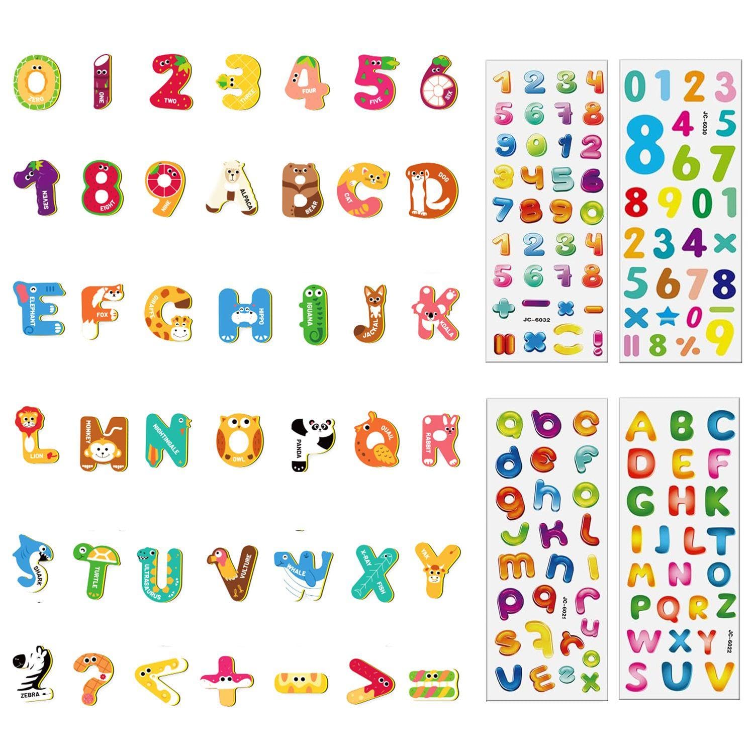 42 Pieces Of Children'S Alphabet Refrigerator Magnets And 4 Alphanumeric Stickers, Creative Cartoon Refrigerator Magnets, Early Childhood Education Toys, Cute Decorations