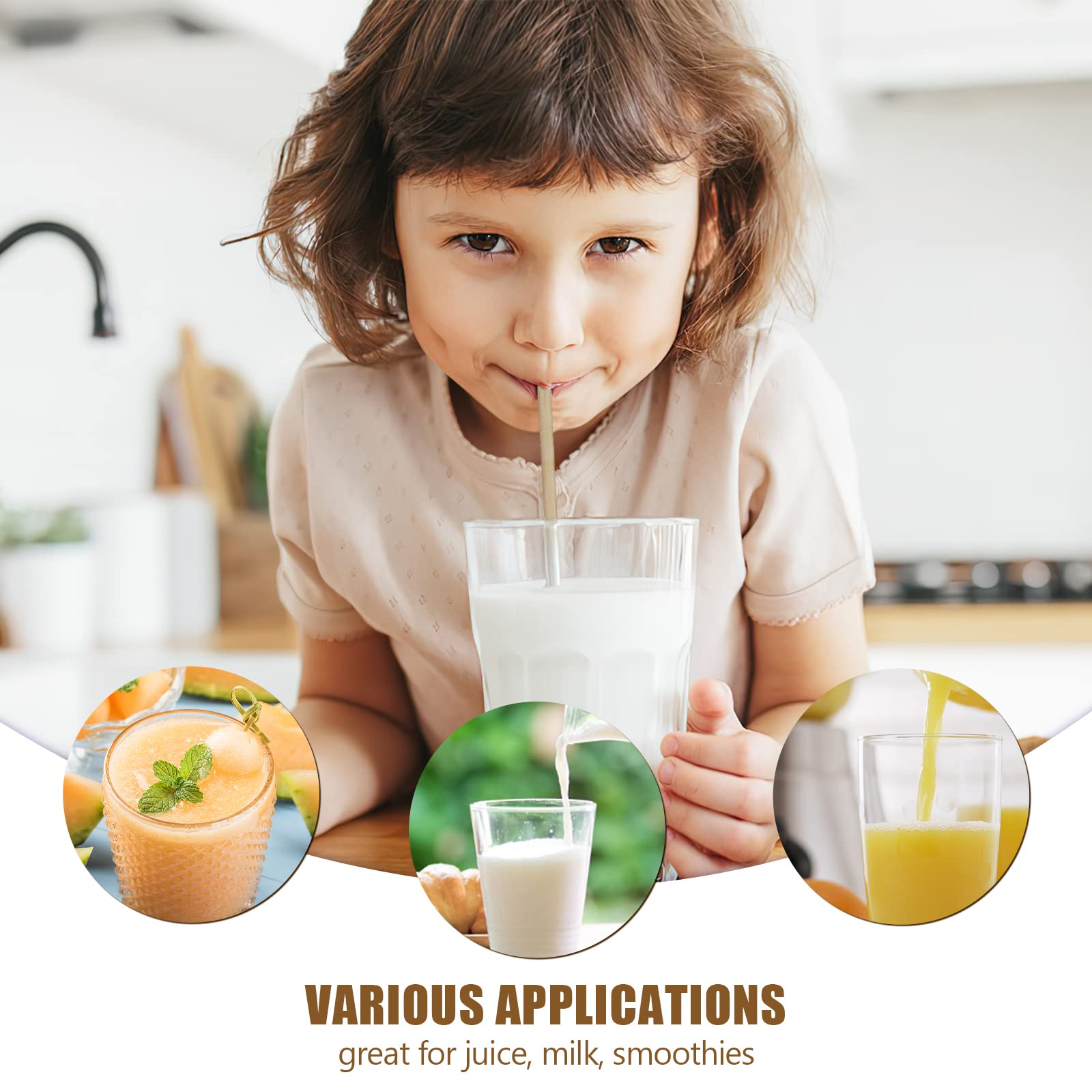 HANSGO Sugarcane Straws, 200PCS Drink Straws Disposable Plastic-Free Straws for Hot Cold Drinks - Image 5