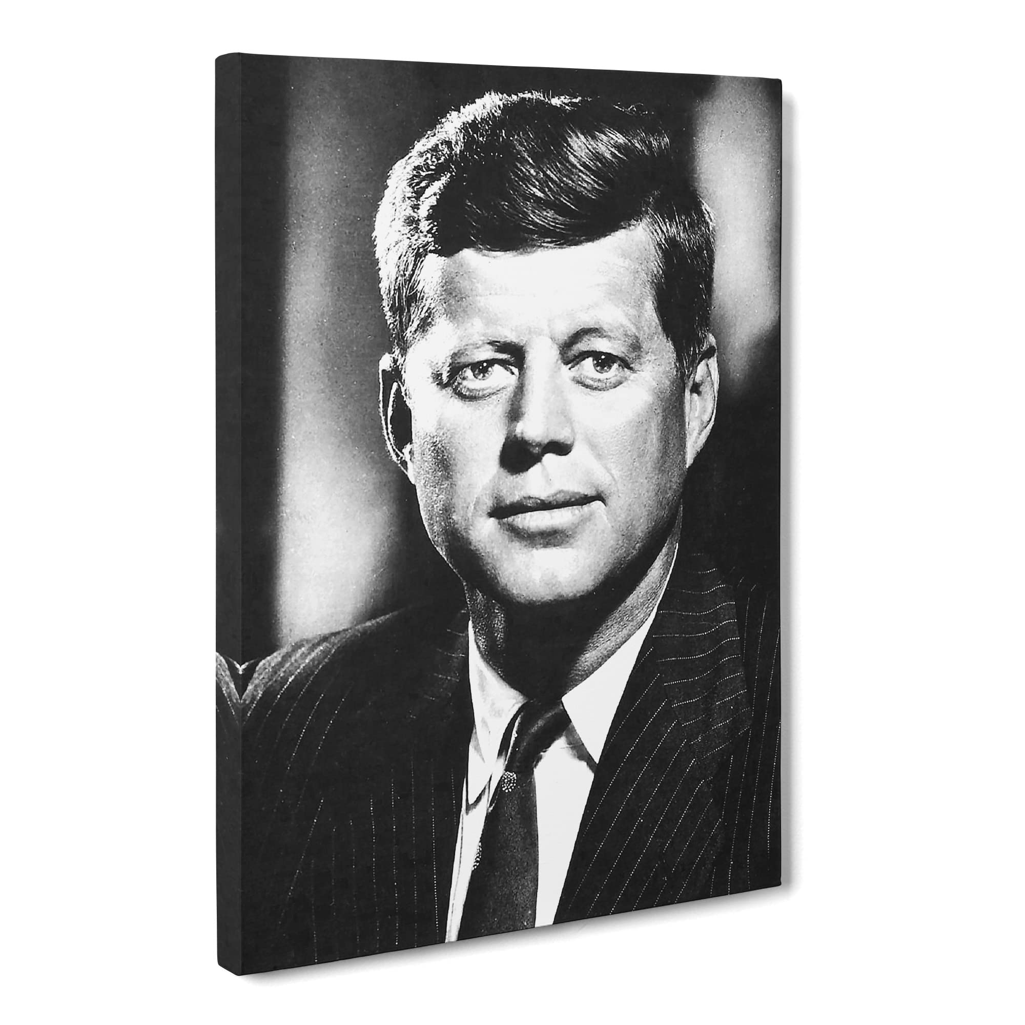 John F Kennedy Jfk President Canvas Print | Gallery Wrapped 30mm Frame Wall Art | 20x14 inches | Ready to Hang | Modern Picture | Living Room Bedroom Lounge Office