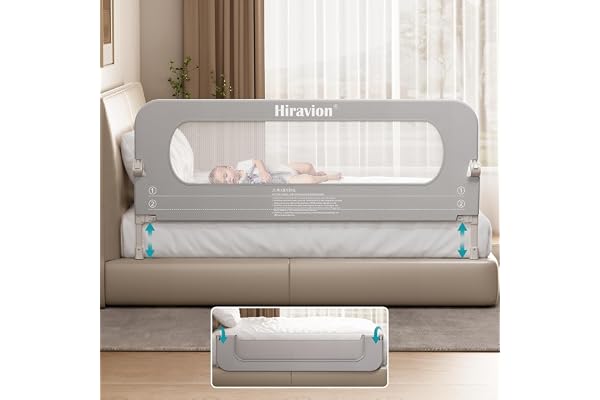 Bed Rail for Toddlers, 59-inch/1.5M Baby Bed Rail Guard with U-Shape Base, Height Adjustable & Foldable Toddler Bed Rails for