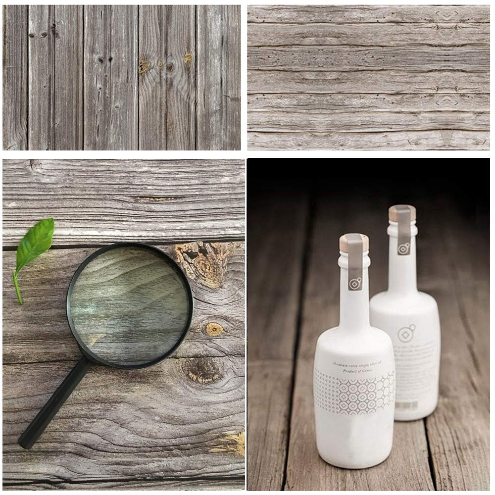 Selens 56x89cm 2 in 1 Food Photography Backdrop Background Grey Wood Texture Photo Studio for Flat Lay Product Props Jewelry Cosmetics YouTube Video Shooting Vlog, Double Sided Pattern