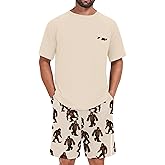NUOKESASI Mens Pajamas Set Sleepwear Soft Comfy Short Sleeve Loungewear
