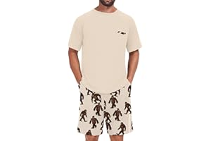 NUOKESASI Mens Pajamas Set Lightweight Summer Pjs Sleepwear Soft Comfy Short Sleeve Loungewear Print With Pocket (S-4XL)